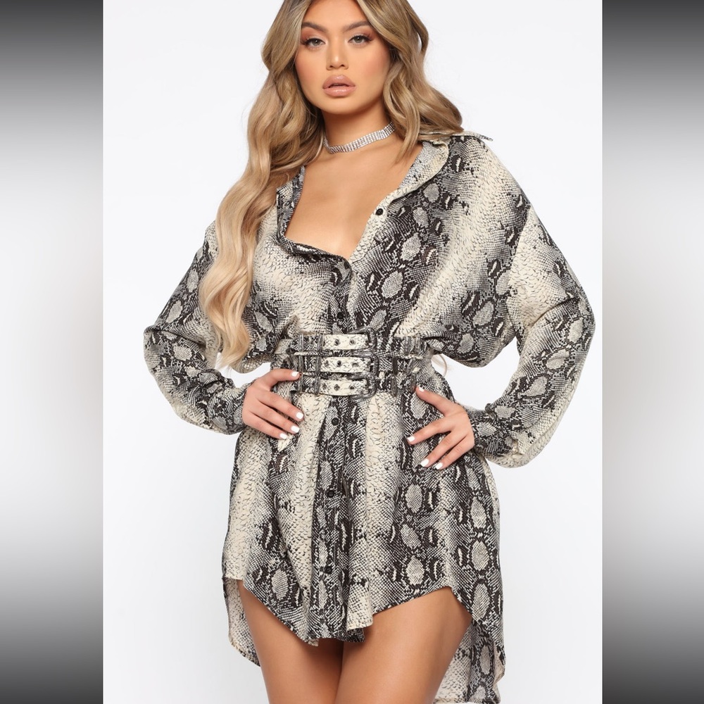 Snake skin button-down dress